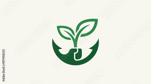 Minimalist Green Plant Anchor Logo Design