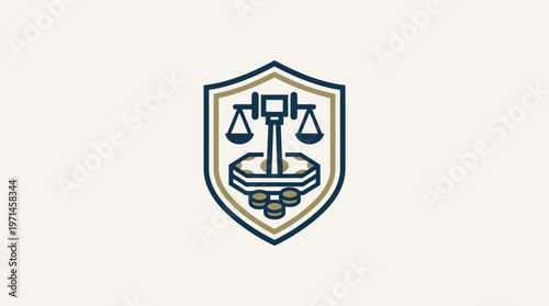 Law Firm Shield Logo with Scales of Justice