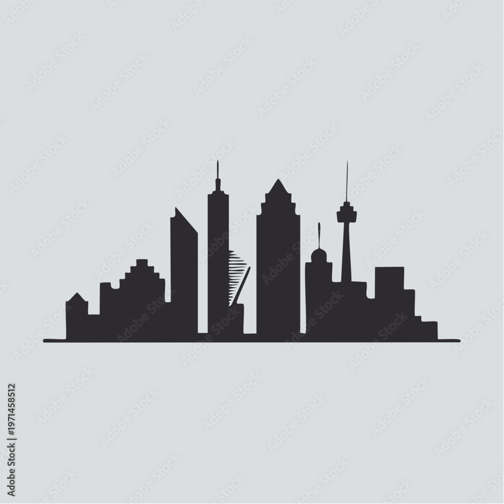 Obraz premium black silhouette city skyline with skyscrapers and towers