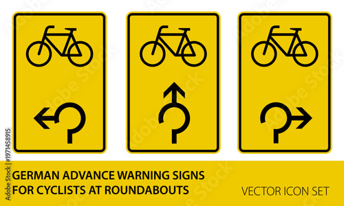 German Advance warning signs for cyclists at roundabouts