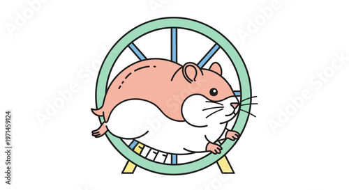 Cute hamster running on wheel fast.