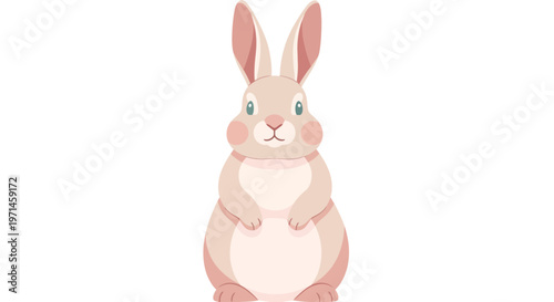Cute Pink Cartoon Easter Bunny Portrait.