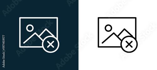 Two-color image outline icon pair in black and white, editable stroke vector illustration for web, mobile apps, UI design, branding, and print from interaction set