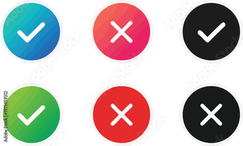 Modern vector checkmark and cross mark icons set graphic illustration for positive and negative user interface design elements Free Download Modern vector checkmark and cross mark icons set graphic illustration for positive and negative user interface design elements - GFXLoad