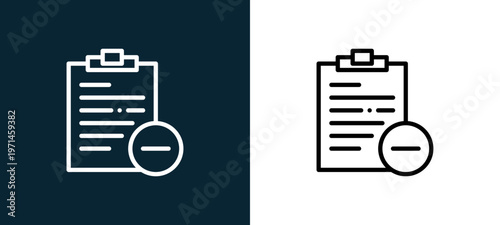 Two-color notepad outline icon pair in black and white, editable stroke vector illustration for web, mobile apps, UI design, branding, and print from interaction set