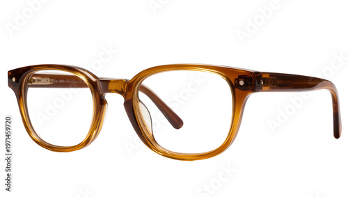 Photos Brown acetate eyeglasses with clear lenses, isolated on transparent background