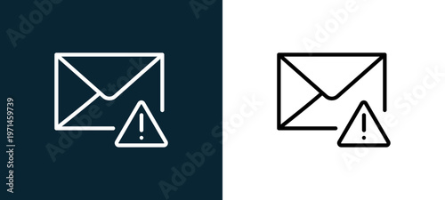 Two-color mail outline icon pair in black and white, editable stroke vector illustration for web, mobile apps, UI design, branding, and print from interaction set