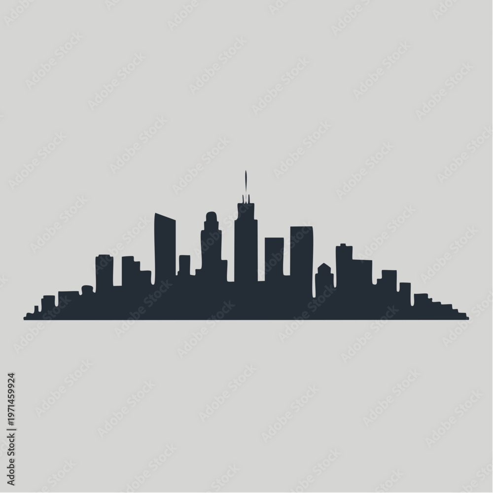 Fototapeta premium black silhouette city skyline illustration on gray background