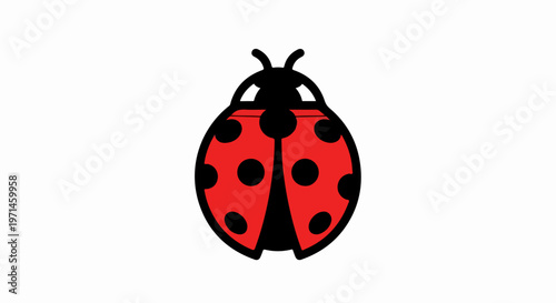 Ladybug, red and black spotted insect, cute bug icon, vector illustration, colorful animal symbol