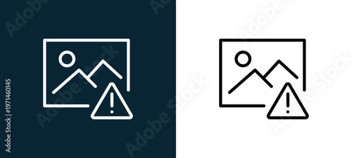 Two-color image outline icon pair in black and white, editable stroke vector illustration for web, mobile apps, UI design, branding, and print from interaction set
