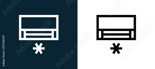 Two-color air conditioning outline icon pair in black and white, editable stroke vector illustration for web, mobile apps, UI design, branding, and print from home automation