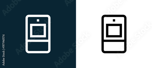 Two-color detector outline icon pair in black and white, editable stroke vector illustration for web, mobile apps, UI design, branding, and print from home automation