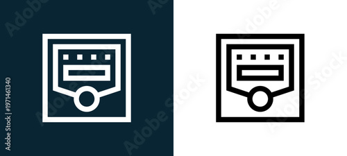Two-color controller outline icon pair in black and white, editable stroke vector illustration for web, mobile apps, UI design, branding, and print from home automation