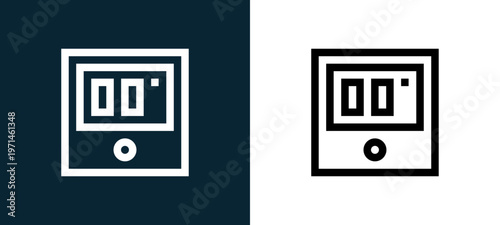 Two-color temperature outline icon pair in black and white, editable stroke vector illustration for web, mobile apps, UI design, branding, and print from home automation