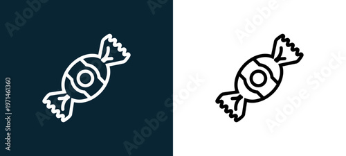 Two-color candy outline icon pair in black and white, editable stroke vector illustration for web, mobile apps, UI design, branding, and print from gastronomy