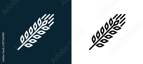 Two-color grain outline icon pair in black and white, editable stroke vector illustration for web, mobile apps, UI design, branding, and print from gastronomy