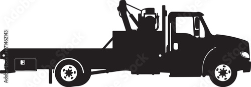 Tow truck, flatbed truck, vehicle silhouette, black truck, transportation icon