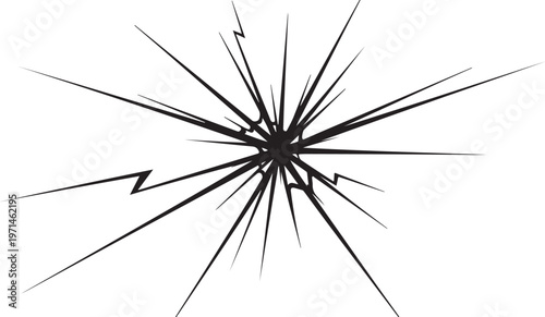 Black explosion burst, cracked glass effect, shattered vector, dynamic graphic element