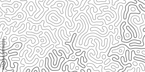 Abstract truing organic wallpaper Turing reaction diffusion monochrome seamless pattern with chaotic motion. Generative algorithm psychedelic background. Reaction-diffusion or truing pattern formation
