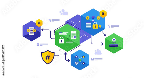 Decentralized Network Blockchain Technology and Cryptocurrency Security Concept