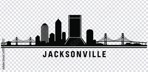 Obraz na płótnie Vector illustration black silhouette of jacksonville city skyline with bridges a