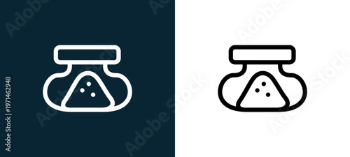 Two-color spices outline icon pair in black and white, editable stroke vector illustration for web, mobile apps, UI design, branding, and print from gastronomy