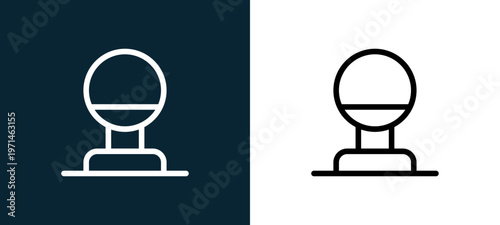 Two-color award outline icon pair in black and white, editable stroke vector illustration for web, mobile apps, UI design, branding, and print from table tennis
