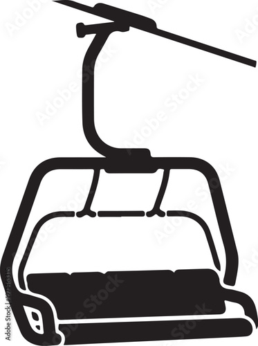 Ski lift chair, ski resort icon, chairlift transportation, mountain travel symbol