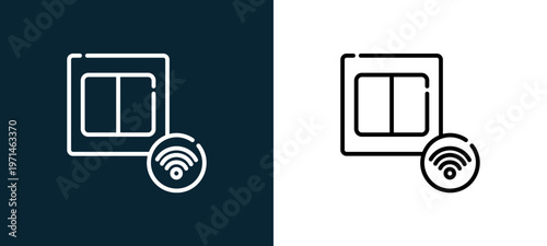 Two-color switch outline icon pair in black and white, editable stroke vector illustration for web, mobile apps, UI design, branding, and print from smart home