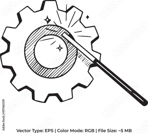 Industrial Automation and AI Magic Doodle - Minimalist Smart Process Illustration