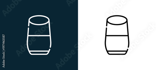 Two-color home outline icon pair in black and white, editable stroke vector illustration for web, mobile apps, UI design, branding, and print from smart home
