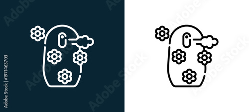 Two-color freshener outline icon pair in black and white, editable stroke vector illustration for web, mobile apps, UI design, branding, and print from smart home