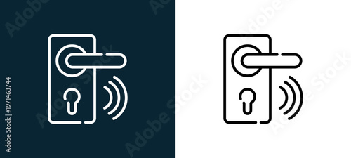 Two-color handle outline icon pair in black and white, editable stroke vector illustration for web, mobile apps, UI design, branding, and print from smart home