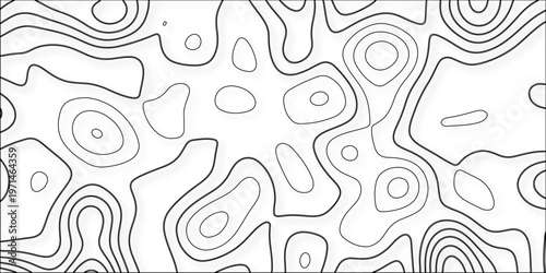 Abstract design with seamless pattern with lines topographic map. Ocean topographic line map with curvy wave isolines vector illustration. contours isolated on transparent. technology topo landscape.