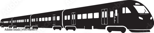 Modern train silhouette, black train icon, transportation vector, rail travel symbol
