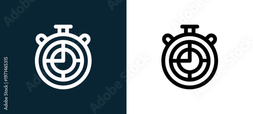 Two-color time outline icon pair in black and white, editable stroke vector illustration for web, mobile apps, UI design, branding, and print from take away