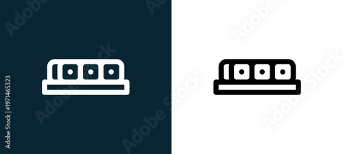 Two-color sushi outline icon pair in black and white, editable stroke vector illustration for web, mobile apps, UI design, branding, and print from take away