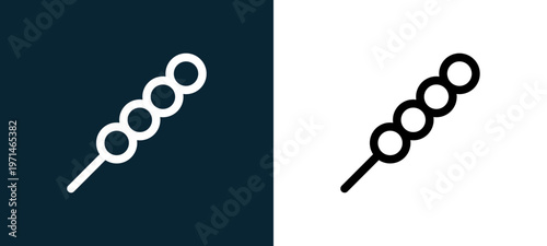 Two-color tanghulu outline icon pair in black and white, editable stroke vector illustration for web, mobile apps, UI design, branding, and print from take away