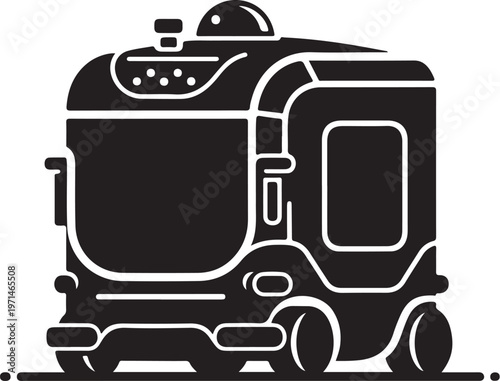 Black and white train icon, locomotive vector graphic, transportation symbol, rail vehicle illustration