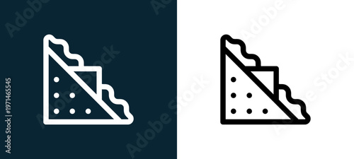 Two-color sandwich outline icon pair in black and white, editable stroke vector illustration for web, mobile apps, UI design, branding, and print from take away