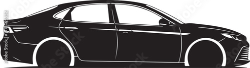 Sedan car, black vehicle, side view, automotive illustration, modern design