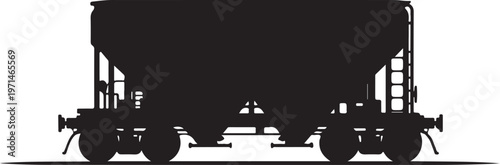 Black train wagon, freight car silhouette, railroad vehicle, industrial transport