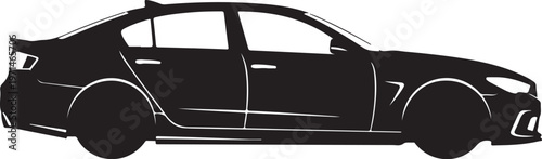 Black car silhouette, side view, vector illustration, automotive icon, modern sedan