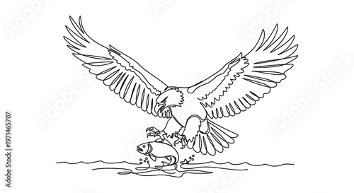 Line art illustration featuring a lion eagle bear deer and other elements