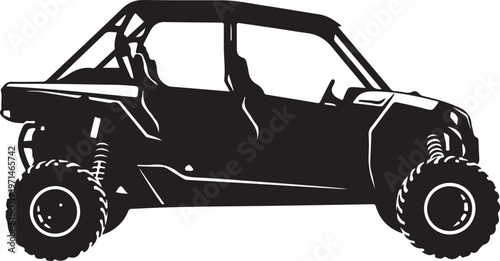 Side-by-side UTV, off-road vehicle, utility task vehicle, black silhouette