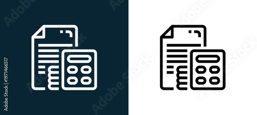 Two-color budget outline icon pair in black and white, editable stroke vector illustration for web, mobile apps, UI design, branding, and print from CORPARATE MANAGEMENT