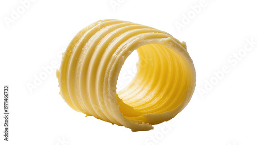 Foto Rolled butter curl with ribbed texture, isolated on transparent background