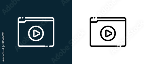 Two-color browser outline icon pair in black and white, editable stroke vector illustration for web, mobile apps, UI design, branding, and print from news journal