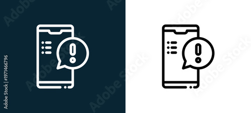 Two-color smartphone outline icon pair in black and white, editable stroke vector illustration for web, mobile apps, UI design, branding, and print from news journal