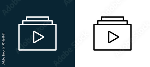 Two-color album outline icon pair in black and white, editable stroke vector illustration for web, mobile apps, UI design, branding, and print from essentials